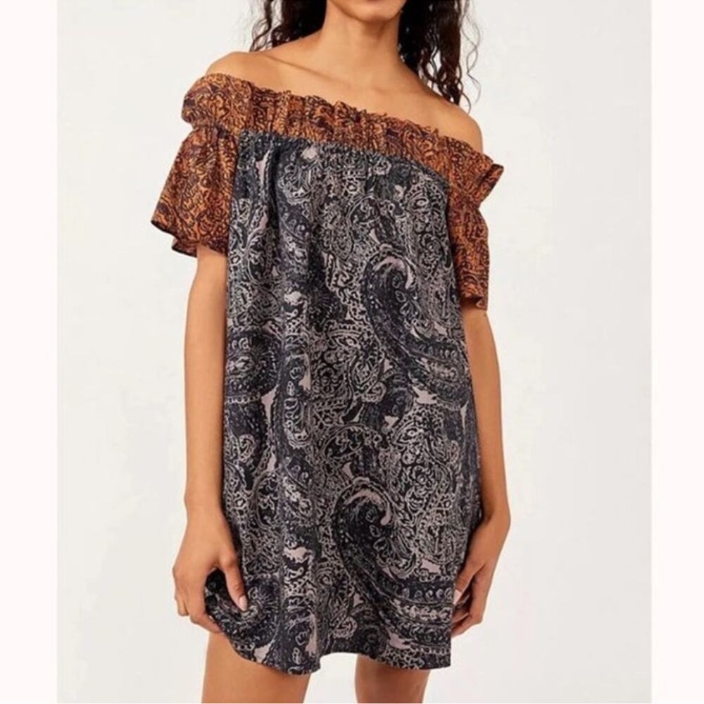 Free People Off-Shoulder Paisley Dress, Women’s Large
